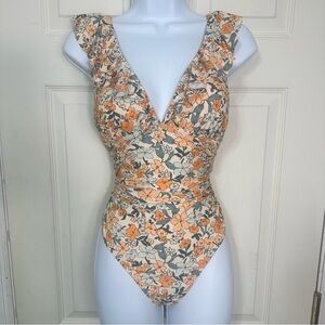 NWT Cupshe‎ One Piece Swimsuit Floral With Ruffles Tie In Back Size Medium